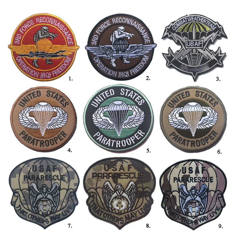 

USA Paratrooper Embroidery Patches Badges Emblem Accessory DIY CM Hoop and Loop Tactical Morale