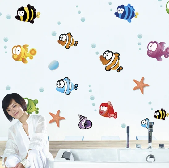 

Underwater Fish Sea Star Bubble Wall Sticker For Kids Rooms Cartoon Nursery Bathroom Children Room Home Decor Wall Decals