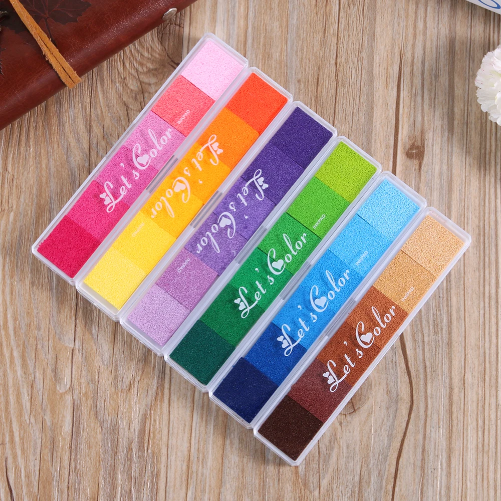 

1Pcs Newest Non-Toxic Gradient Color Ink Pad Inkpad Rubber Stamp Oil Based Finger Print Nice Gift For Children Stamp DIY Art