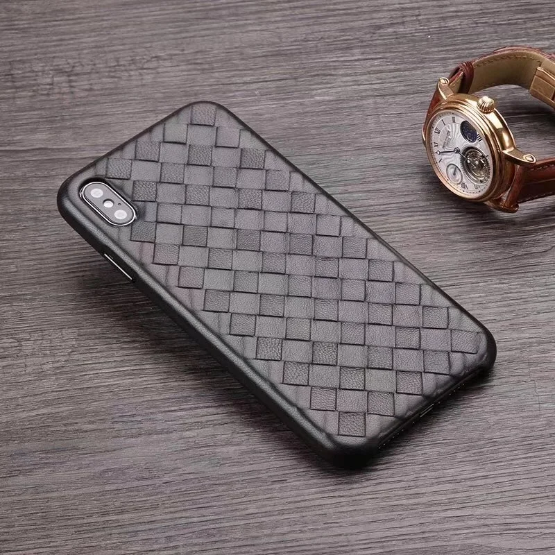 Cheap Fashion Woven Pattern Genuine Leather Case For iPhone XS MAX XS X XR Original Phone Cover For iPhone 11 Pro XS MAX Back Case