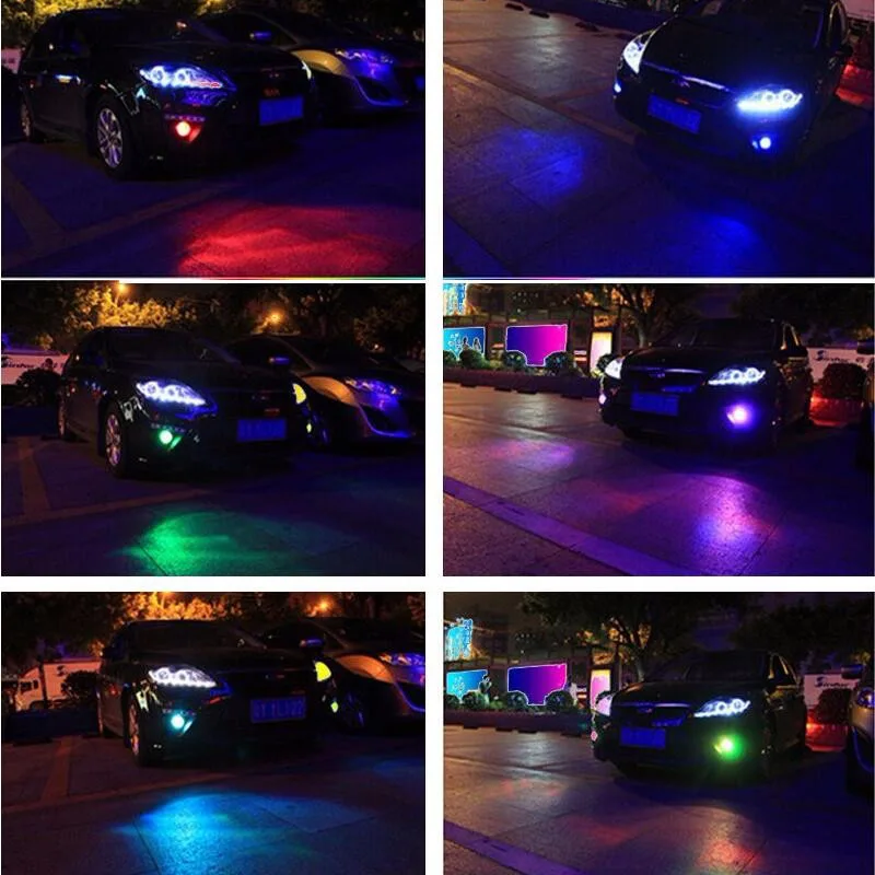 AEING автомобильный H1/H3/H7/H8/H9/H10/H11/880/881 H27/9005 HB3/9006 HB4 RGB 7 цветов стробоскоп вспышка светодиодный противотуманный фонарь лампа Дневной ходовой светильник