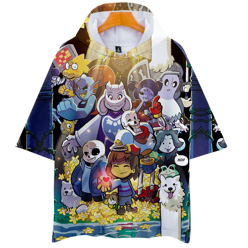 Undertale 3D Футболка с принтом Мужская мода Harajuku повседневная с коротким рукавом Kawaii популярная игра 3D футболка с капюшоном XXS-4XL