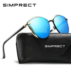 SIMPRECT Круглые Солнцезащитные очки Для женщин поляризационные UV400 высокое качество металла зеркало солнцезащитные очки 2019 Мода ретро люнет