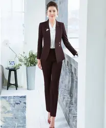 2019 Сезон: Весна-Лето Формальные Элегантные женские брюки костюм для женские деловые костюмы блейзер и куртка наборы ухода за кожей