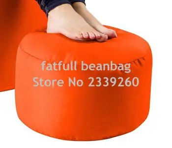 

COVER ONLY NO FILLER - orange foot stool bean bag, round ottomans 16x16inch