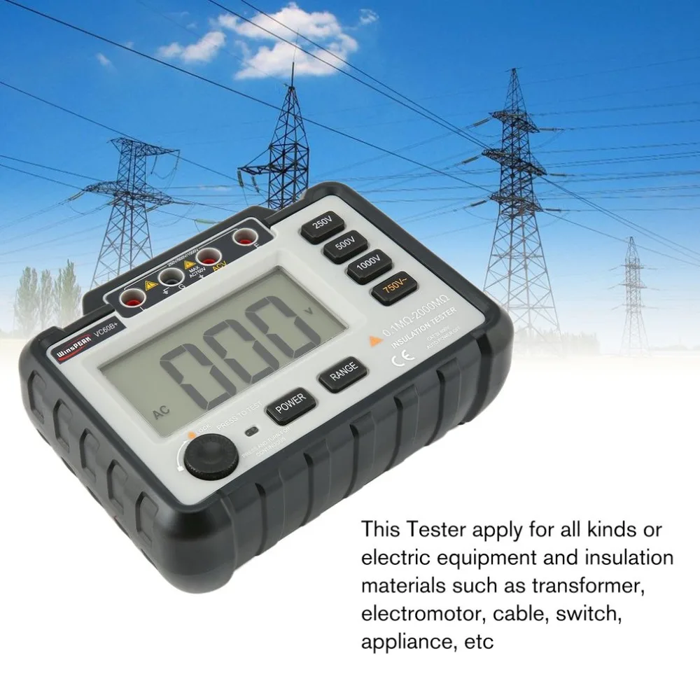 

WinsPEAK VC60B+ Digital Insulation Resistance Tester Earth Ground Meters Megger Megohmmeter Portable Volt Voltmeter Multimeter
