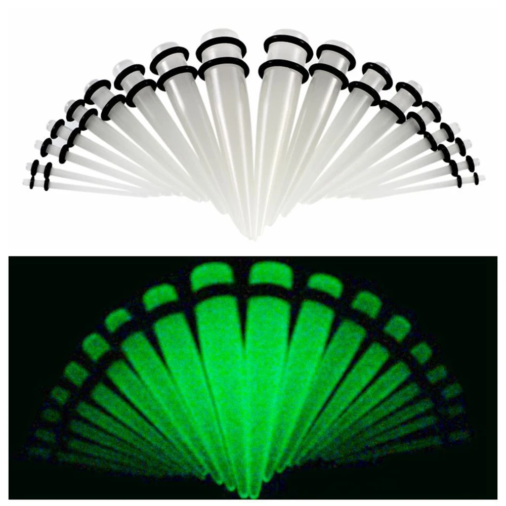 TIANCIFBYJS Акриловые Гибкие ушные стяжки пробки растут в темноте серьги экспандер пирсинг ювелирные изделия для тела носилки 100 шт смешанные размеры