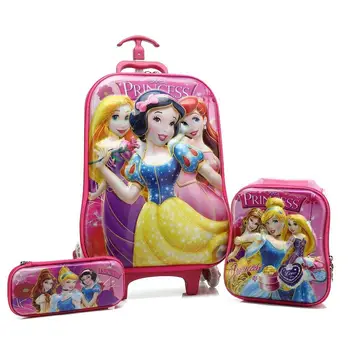 

HOT 3PCS/set 5D students rolling trolley case child Climb stairs Luggage EVA Travel bag children cartoon suitcase pencil box