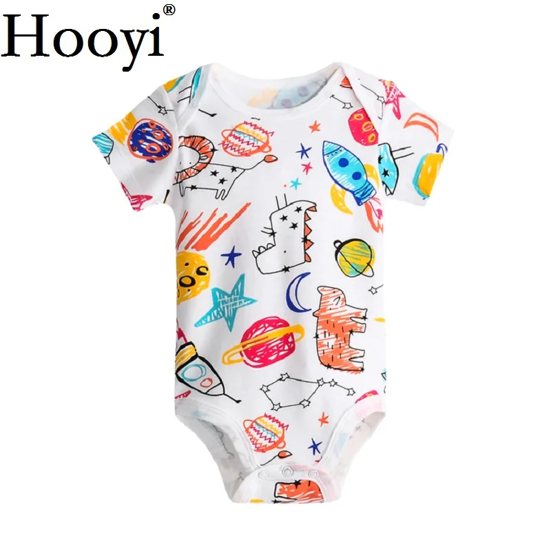 2020 Summer Newborn Bodysuits Baby Boy Clothes Space Ship Jumpsuit Dino