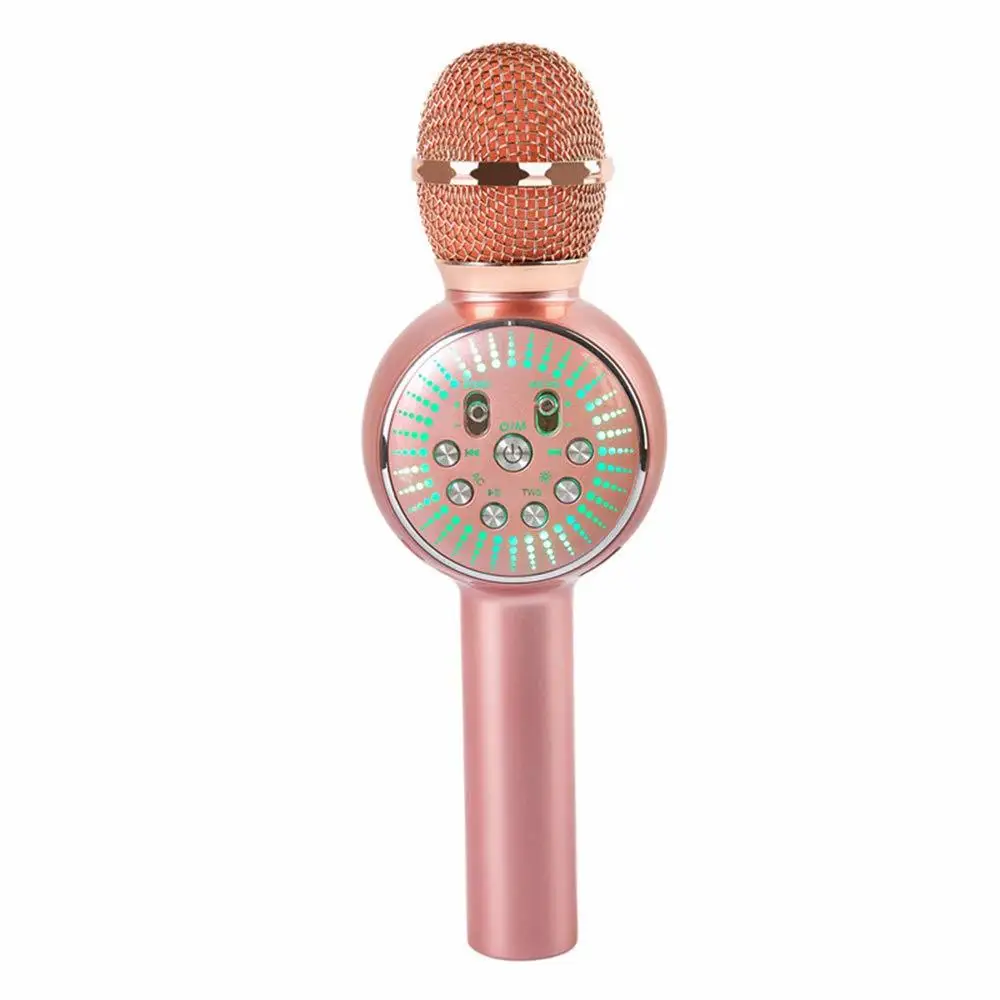 

Smile Face Kids Wireless Microphone Mobile Phone Karaoke Sing Instrument Bluetooth Microphone With Colorful LED Lights