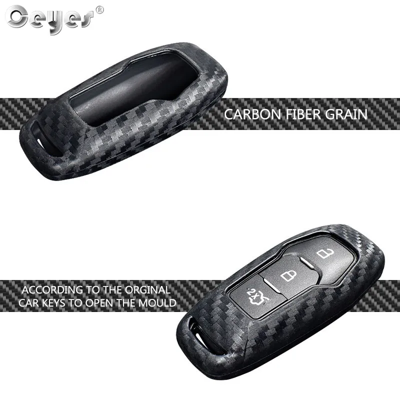 Ceyes Auto Fob Smart Remote 3 4 Carbon Fiber Cover Shell Car Styling Accessories Key Case For Ford Focus Mondeo Explorer Mustang key case key case cover car key shell