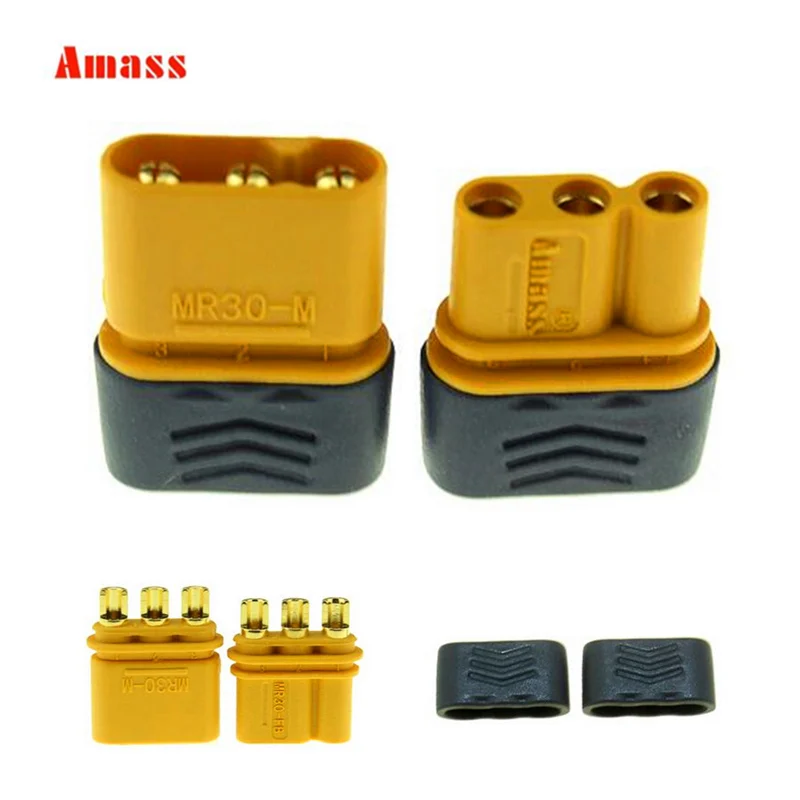 Amass MR30 Connector Plug Upgrated of XT30 Connector Female and Male Connector Plugs Gold Plated For