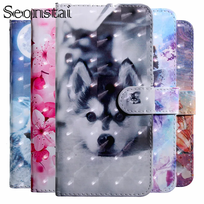 

Painted Flip Leather Case For Samsung A5 A9 A7 2018 Stand Wallet Cases For Samsung A6S A6 A8 Plus 2018 Cover 3D Kickstand Coque