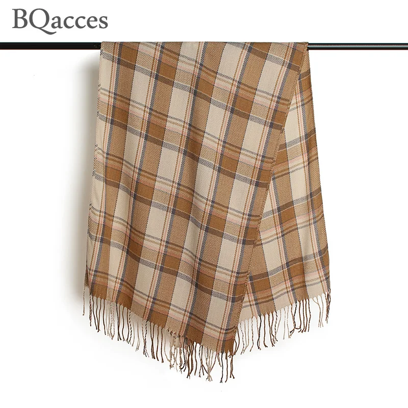2016 New women tartan plaid pashmina scarves with tassel lady winter