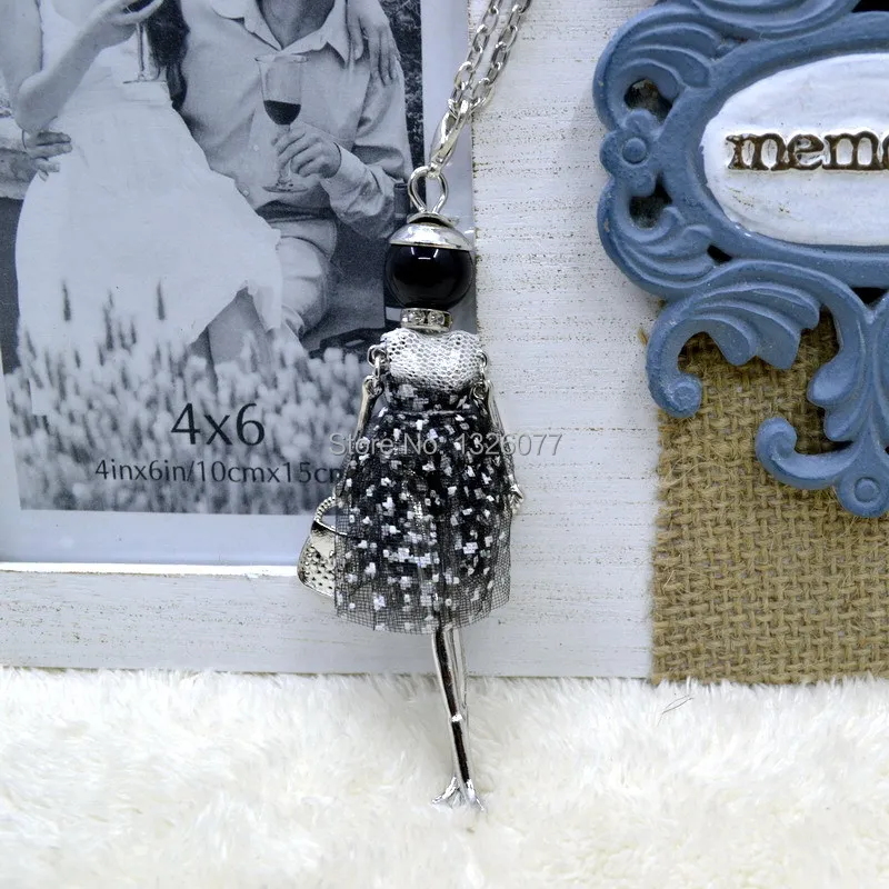

2017 New spring style Fashion doll Necklace Jewelry lovely dress girl pendant woman long necklace gift wholesales free shipping