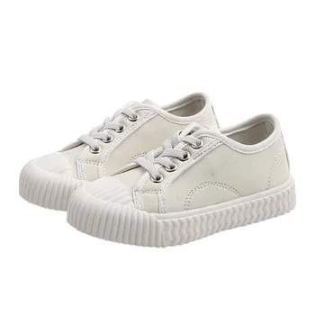 

CNFSNJ New Solid Color Children Canvas Shoes Unisex Boys Girls Casual Sneakers Slip On Kids Flat Shoe Sport White Black Red