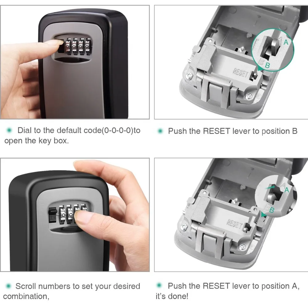 IMPORX Key Safe Box Weatherproof 4 Digit Combination Key Storage Lock Box Indoor Outdoor Password Lock Hidden Keys Storage Box