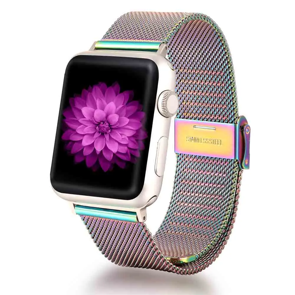 Для Apple Watch band 38/40 42/44 Apple Milanes ремешок из нержавеющей стали браслет iwatch металлический ремешок серии 1 2 3 4 5 - Цвет ремешка: colorfull