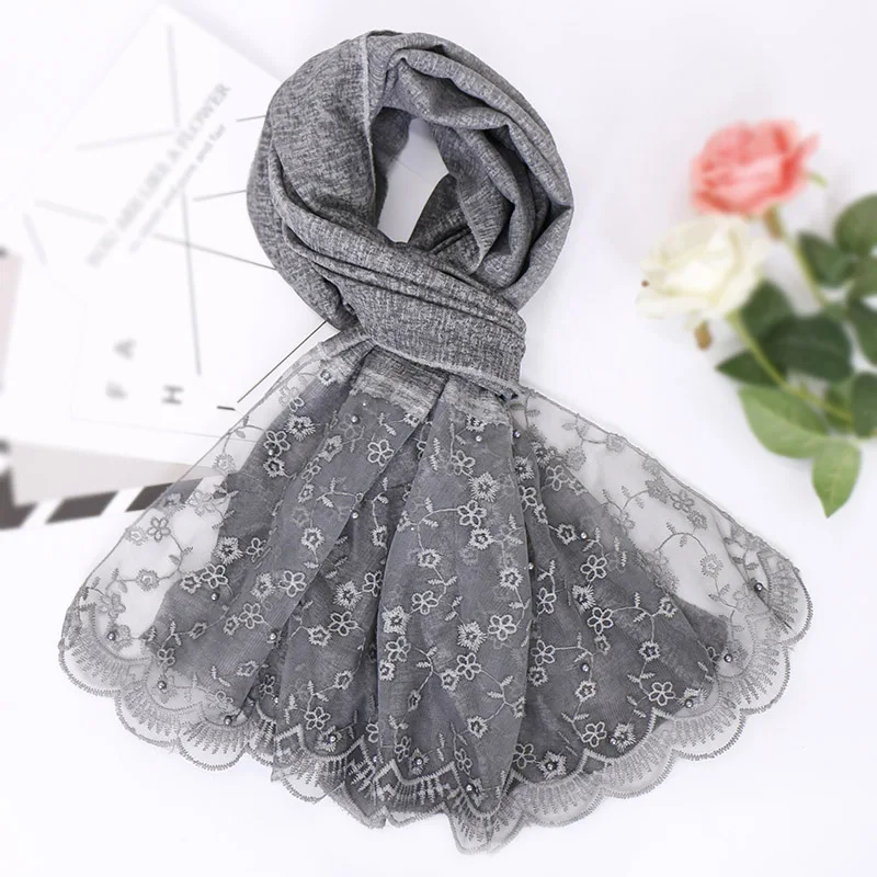 Women-s-lace-hijab-scarf-plain-maxi-stretchy-wraps-pearls-bandhnu-shawls-muslim-scarves-headband-wraps