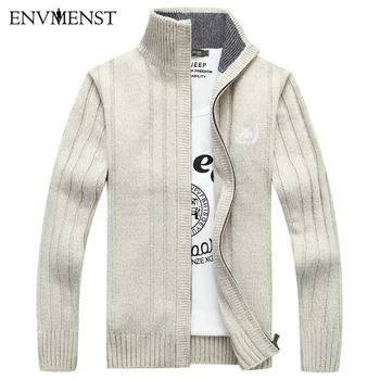 

2017 New Style Men's Cardigans Sweaters Stand Collar Leisure Men Zipper Sweater Autumn Winter Solid Color Warm Knitwear Sweater