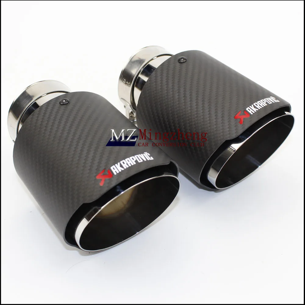 1Pcs car styling Carbon fiber+ stainless steel universal Auto akrapovic exhaust tip tailtip end pipe for bmw golf