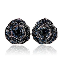 YANDA, модные ретро серьги-гвоздики с черной розой, Bijoux, для женщин, Хрустальный цветок, Brinco, массивные, для свадьбы, вечеринки, подвески, ювелирные изделия, подарки