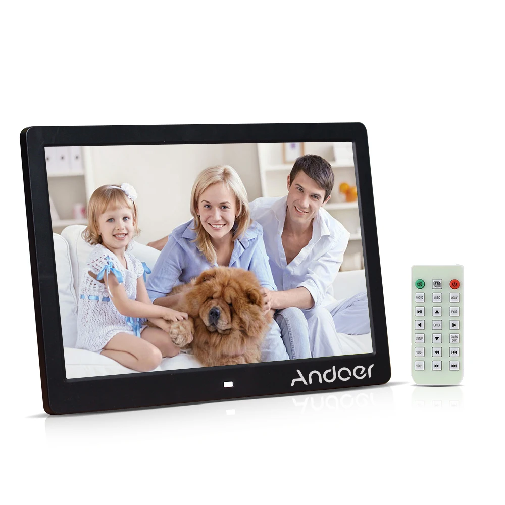 Andoer 1" TFT светодиодный цифровое фото рамки 1280*800 цифровых носителях рекламы MP3 MP4 видеопроирыватель будильник цифровые фоторамки