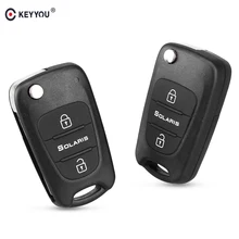 Keyyou 3 botões de substituição para carro, controle de chave dobrável carcaça remota automotiva para hyundai solaris