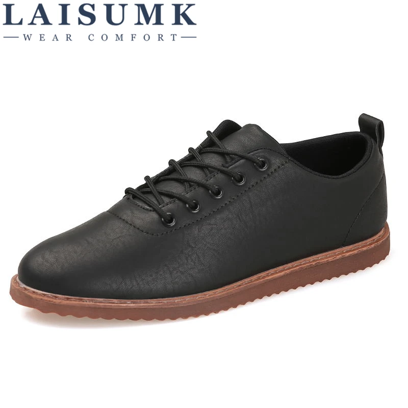 

2019 LAISUMK Fashion Men's Shoes Casual Breathable Comfortable Soft Flat Shoes Lace-up Men Shoes Hot Fashion Shoes