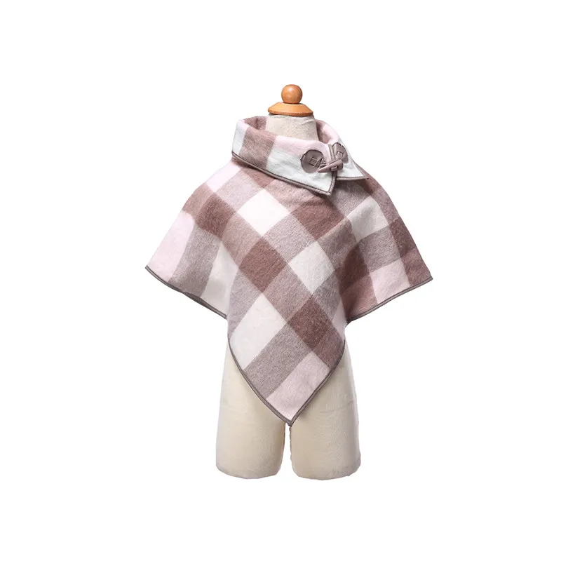 

ZY87038 2016 New Design Autumn Winter Classical Kids Soft Wool Poncho Outerwear Wool Cloak Stripe Patchwork Cape