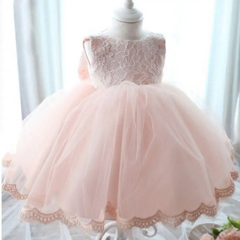 

Baby Girl Dress Baptism Dresses For Girls Infant 1-6 Y Birthday Party Lace Bowknot Dress for Kids Girl Chirstening Vestidos V2