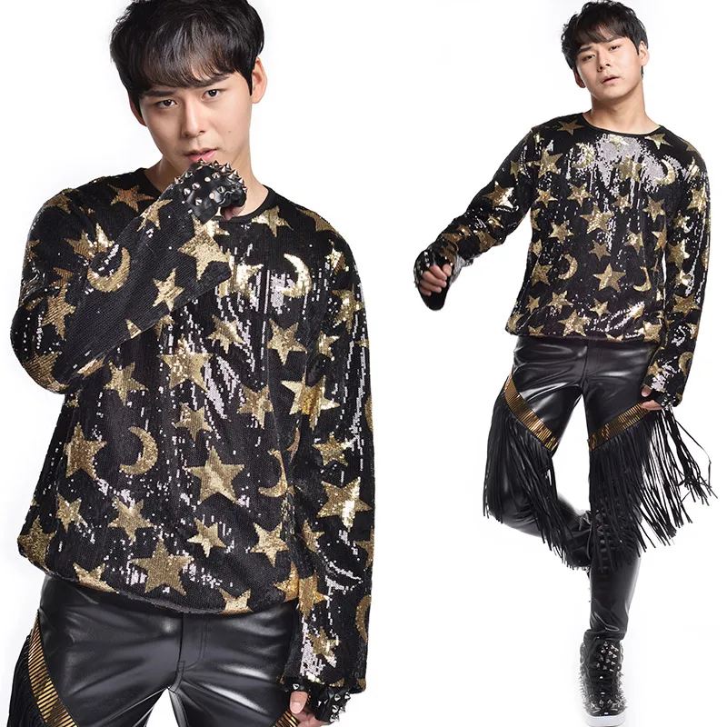 Men Stage Costume Sequin Nightclub Rave Clothes DJ DS GOGO Oriental Performance Clothing Hip Hop Dancing Tassel Pants DNV10473 |