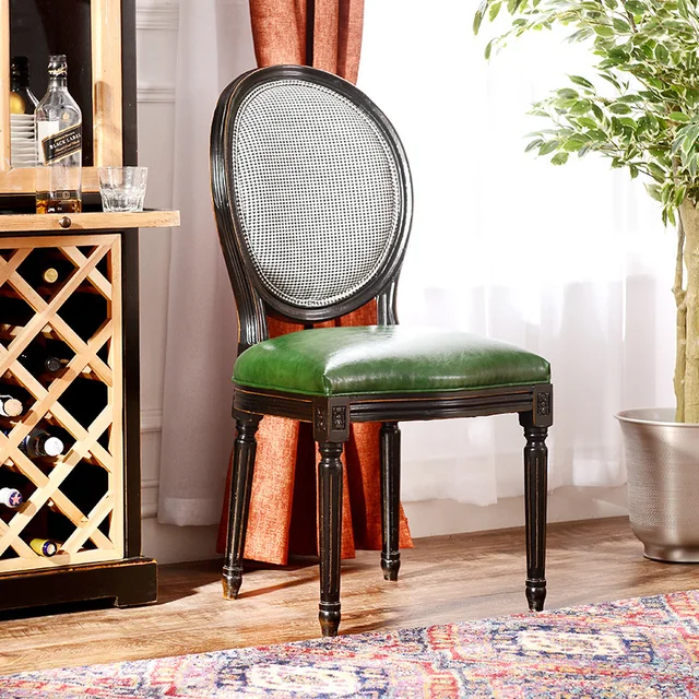 Small British Style Wood Furniture Sidi Plaid Green Leather Dining Small British Style Wood Furniture Sidi Plaid Green Leather Dining Chairs Desk Chair Qa
