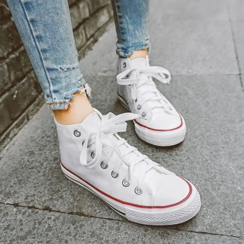 SJJH النساء عالية أعلى حذاء قماش عشاق رياضية مريحة تفلكن عارضة Chaussure الدانتيل متابعة السيدات المدربين الأحذية A1364 SJJH النساء عالية أعلى حذاء قماش عشاق رياضية مريحة تفلكن عارضة Chaussure الدانتيل متابعة السيدات المدربين الأحذية A1364