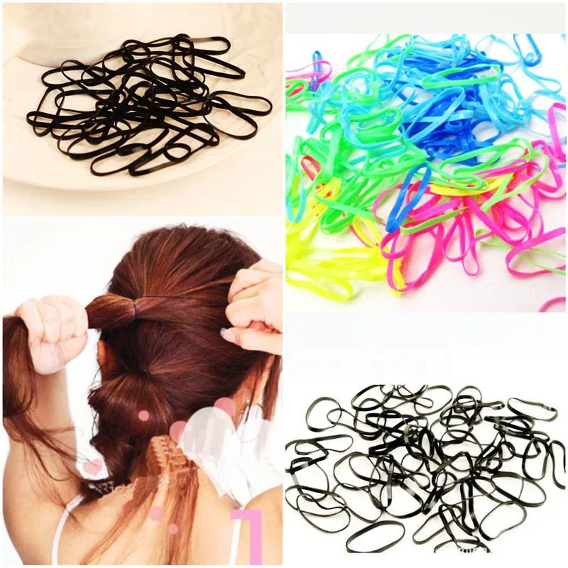 

300pcs/pack Women Girls Rubber Rope Ponytail Holder Elastic Hair Bands Ties Braids Plaits hair clip headband Hair Accessories