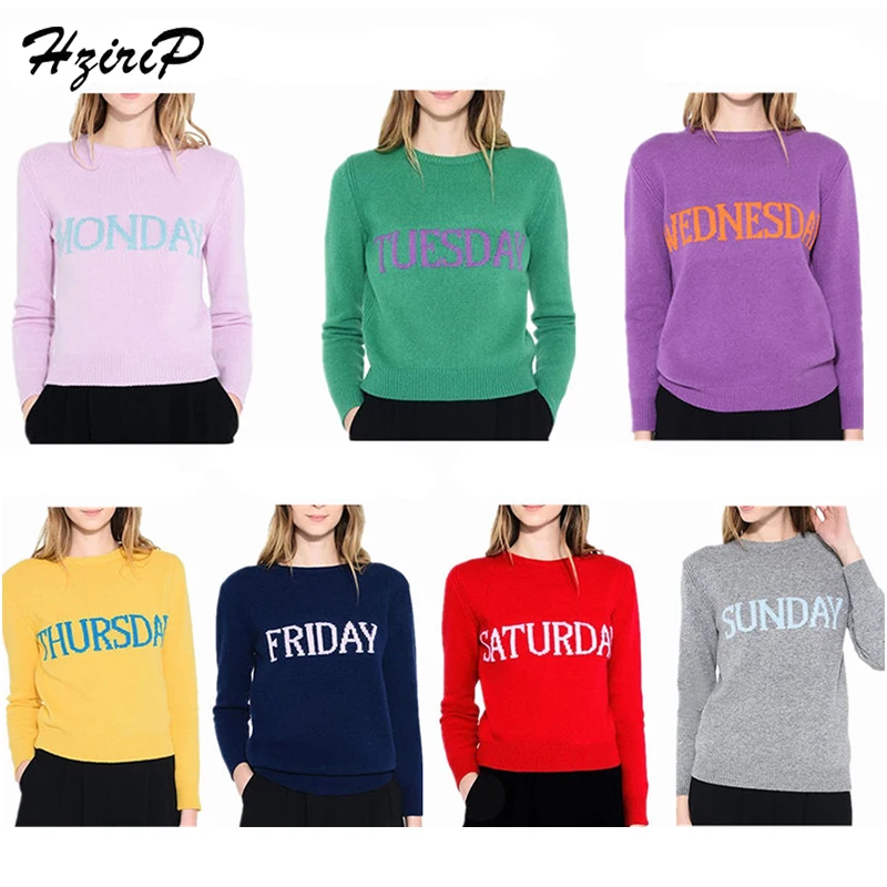 HziriP Hot Sale 7 Colors Week Sweater Women 2017 Autumn Winter Jumper O Neck Elastic Poncho Long Sleeve Pulls Feminino Jersey | Женская