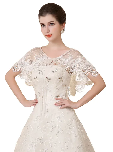 Crocheted Beige Cream Lace Perfect Bridal Wedding Bolero Shoulder Crocheted Beige Cream Lace Perfect Bridal Wedding Bolero Shoulder Shawls Women Summer Short Dress Jacket