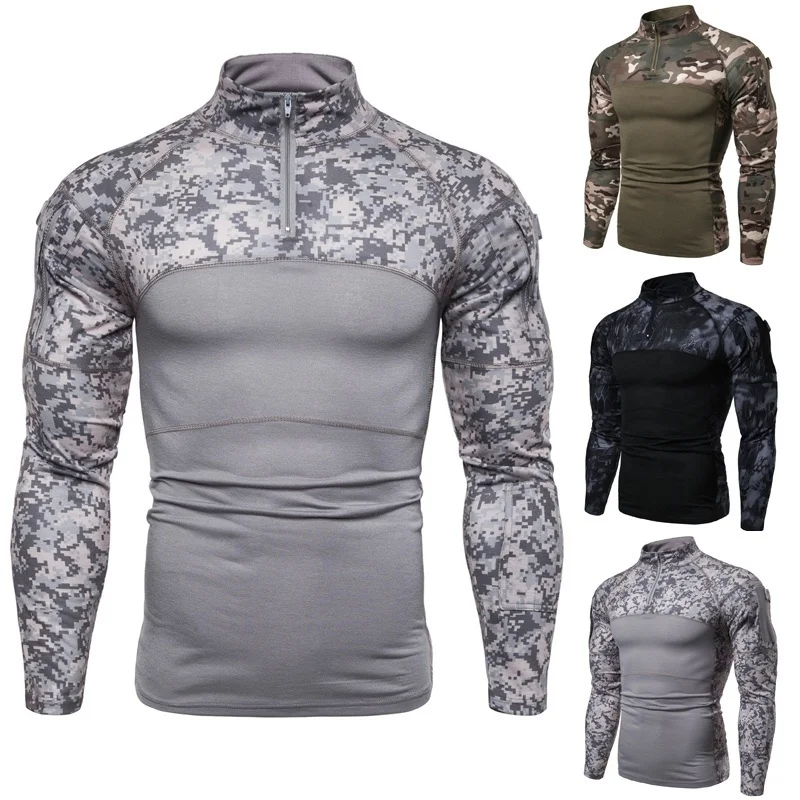

Mens Military Tactical Shirt Camouflage Ranger Army Combat Shirt Long Sleeve Airsoft Paintball Hunting T Shirt War Game Clothing