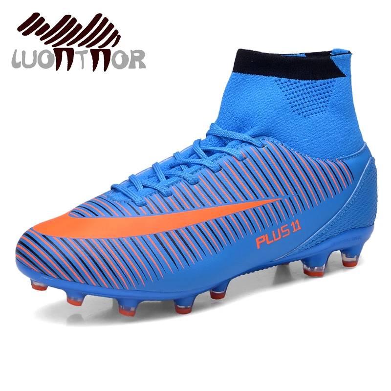 

LUONTNOR High Ankle Men Football Boots Wearable Long Spikes Soccer Shoes Training Football Cleats Shoes for Man Big Size 45 46