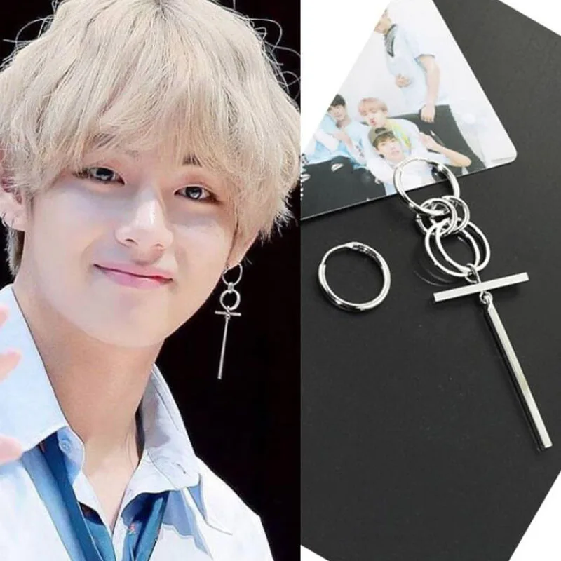 

SMJEL BTS Earrings DNA Korean Earrings Long Men Bangtan Boys V DNA Stud Earring For Women Men Kpop Earrings bijoux