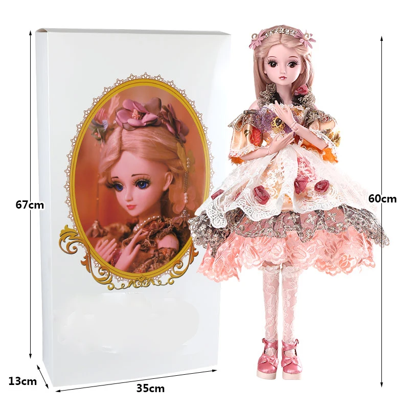 Bybrana Doll Dressing Joint 60cm bjd Girl Toy Simulation Wedding Princess Doll Gift Set