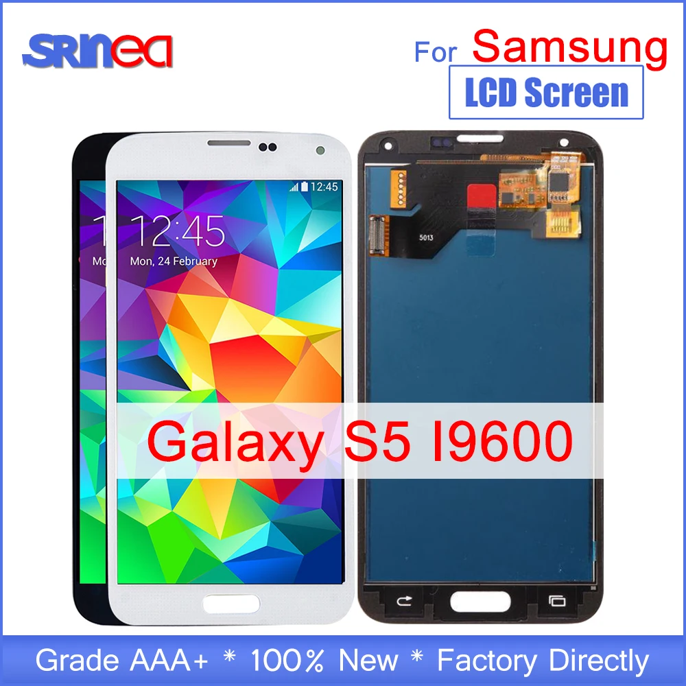 

100% Tested LCD Replacement For Samsung Galaxy S5 i9600 G900 G900F G900A LCD Display Touch Screen Digitizer Assembly+Adhesive