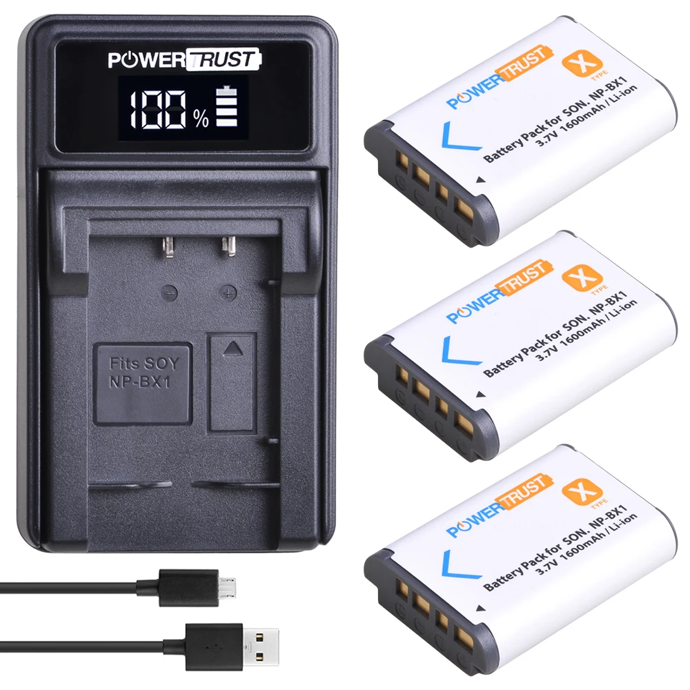 3Pcs Np-Bx1 Npbx1 Batteria + Caricatore Usb Led Per Sony Dsc-Rx100 Dsc-Wx500 Iv Hx300 Wx300 Hdr-As15 X3000R Mv1 As30V Hdr-As300 Zv-1