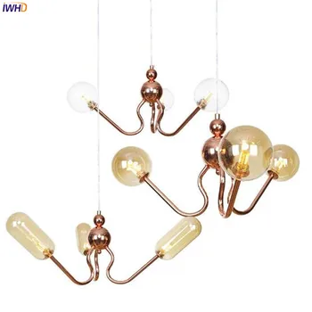 

IWHD Nordic LED Pendant Lights G4x3 Iron Glass Retro Hanglamp Vintage Hanging Lamp Living Room Lights Fixtures For Home Lighting