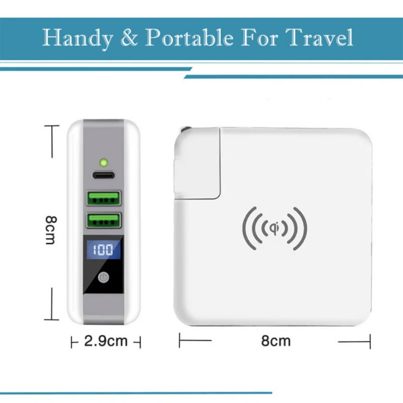 Portable Qi Wireless Fast Charging Real 6700mAh Power Bank 2USB Fast Charger LCD Battery Charger With US Plug For IPhone Android