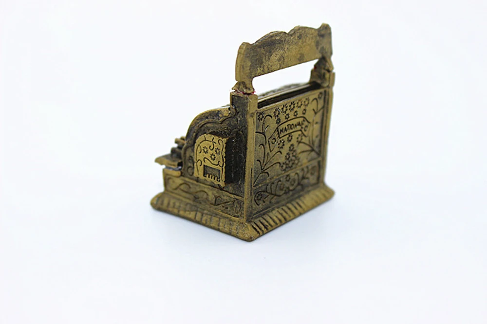 1/12 Dollhouse Miniature Accessories Mini Vintage Cash Register Simulation Furniture Model Toys for Doll House Decoration