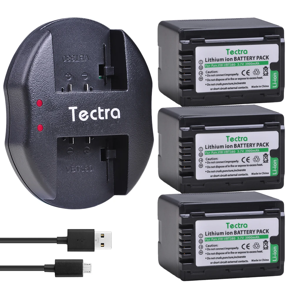 Bateria + Carregador Usb para Panasonic Vw-vbt190 Vw-vbt380 Hc-v727 Hc-v730 Hc-v750 Hc-v757 Hc-v760 Hc-v770 4 Pcs 3900 Mah Hc-v720 - Image 2