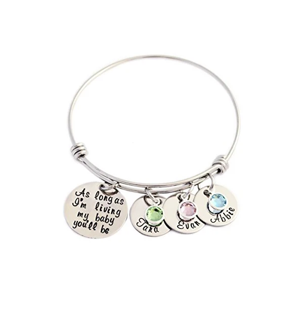 

As long as I'm living my baby you'll be - Personalized Custom Any Names & Birthstones Family Jewelry Drop Shipping YP3136