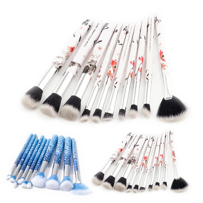 10PCS Professional Makeup Brush Kits Eyebrow Foundation Powder Face Lip