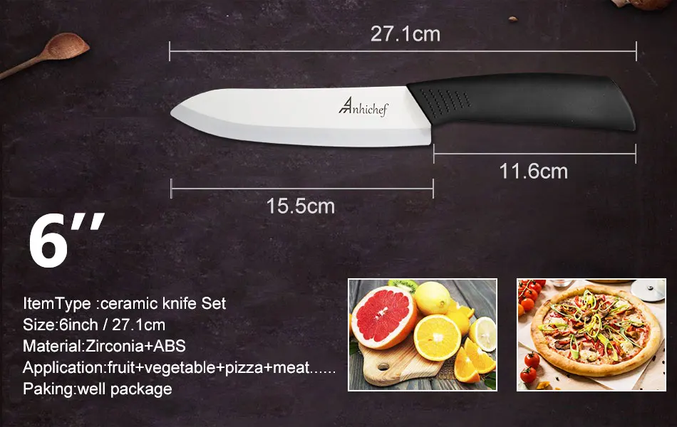 Керамические ножи, кухонные ножи 3, 4, 5, 6 дюймов, поварской нож, поварской набор+ Овощечистка, белый цирконий, лезвие, многоцветная ручка, высокое качество